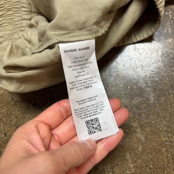 Samsoe Samsoe Sajulia Khaki Pleated Shorts Women's XS Linen - Picture 7 of 12